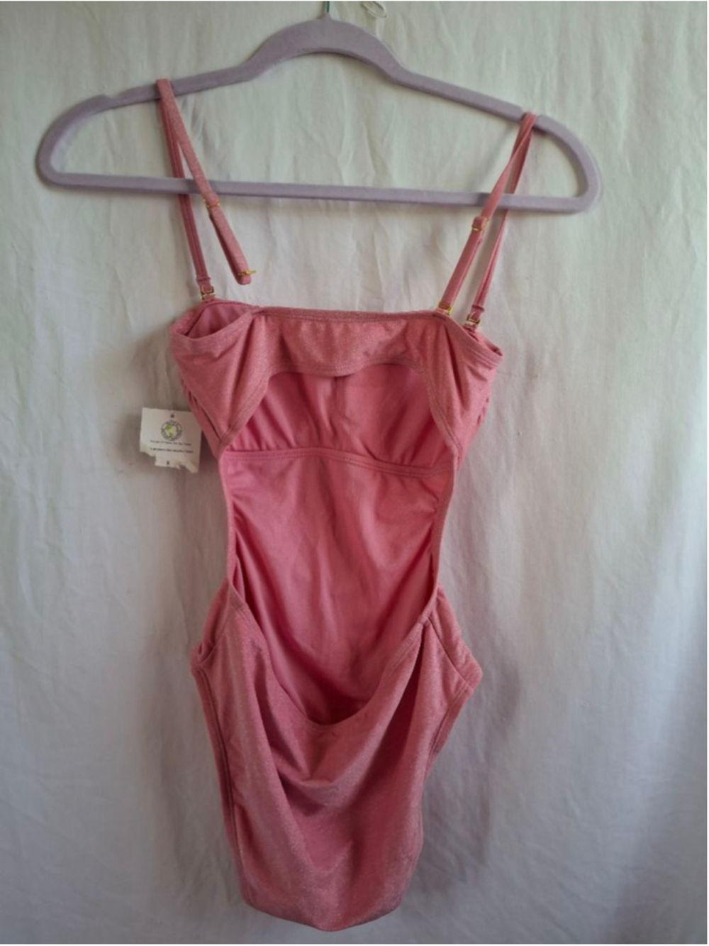 No Boundaries Pink Shimmer One Piece Swimsuit XS beachwear sparkle - Picture 3 of 4